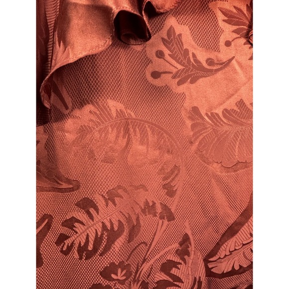 Cinq a Sept Maxine Silk Dress 10 Orange Jacquard Ruffle Designer Cocktail Chic - Picture 6 of 9